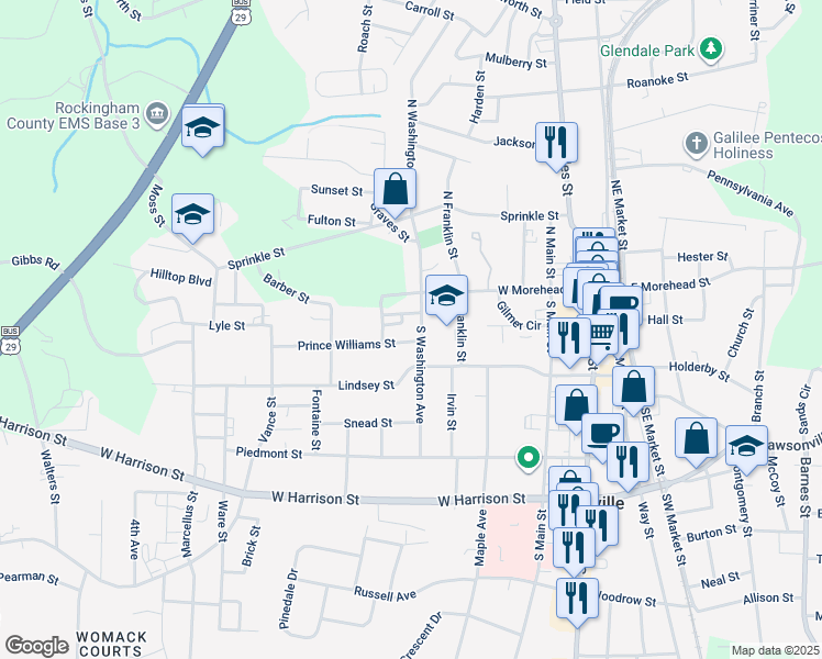 map of restaurants, bars, coffee shops, grocery stores, and more near in Ruffin