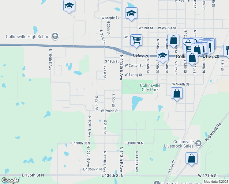map of restaurants, bars, coffee shops, grocery stores, and more near 1913 West Reno Street in Collinsville