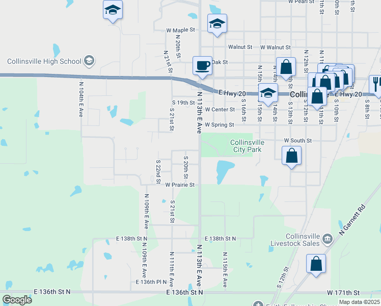 map of restaurants, bars, coffee shops, grocery stores, and more near 1913 West Reno Street in Collinsville