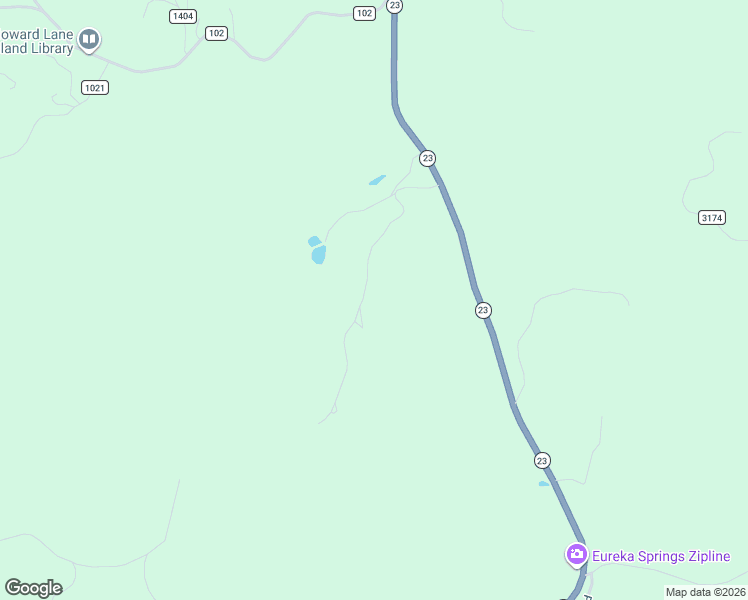 map of restaurants, bars, coffee shops, grocery stores, and more near Highway 23 in Eureka Springs