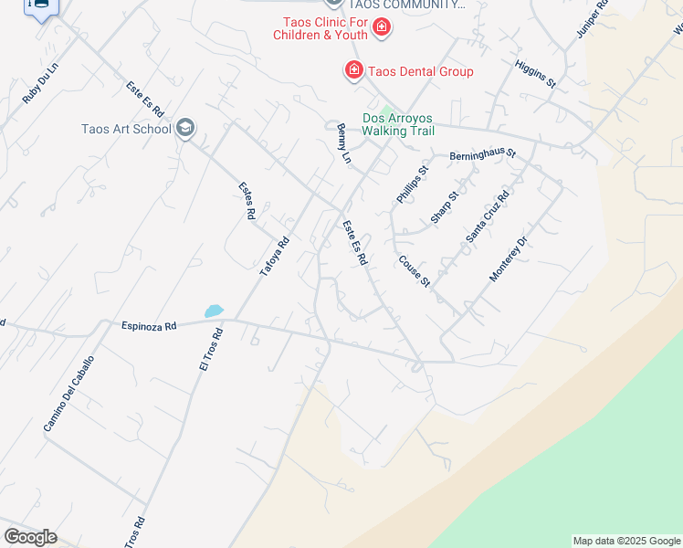 map of restaurants, bars, coffee shops, grocery stores, and more near 608-614 Critcher Street in Taos