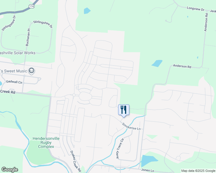 map of restaurants, bars, coffee shops, grocery stores, and more near 587 Nottingham Avenue in Hendersonville