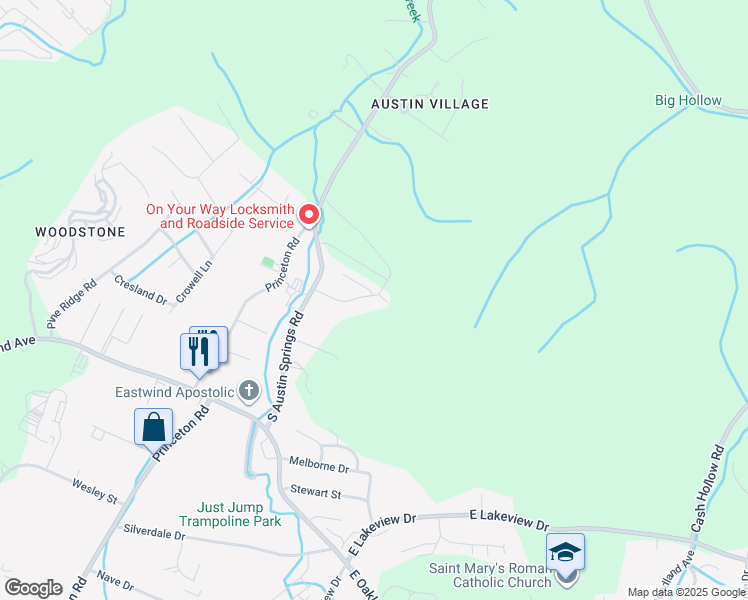 map of restaurants, bars, coffee shops, grocery stores, and more near 200 Arrowhead Drive in Johnson City