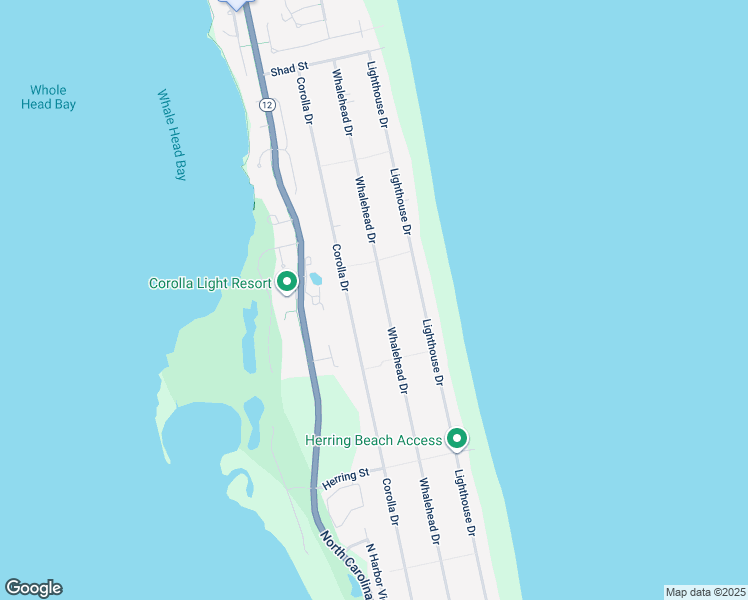 map of restaurants, bars, coffee shops, grocery stores, and more near 1038 Whalehead Drive in Corolla