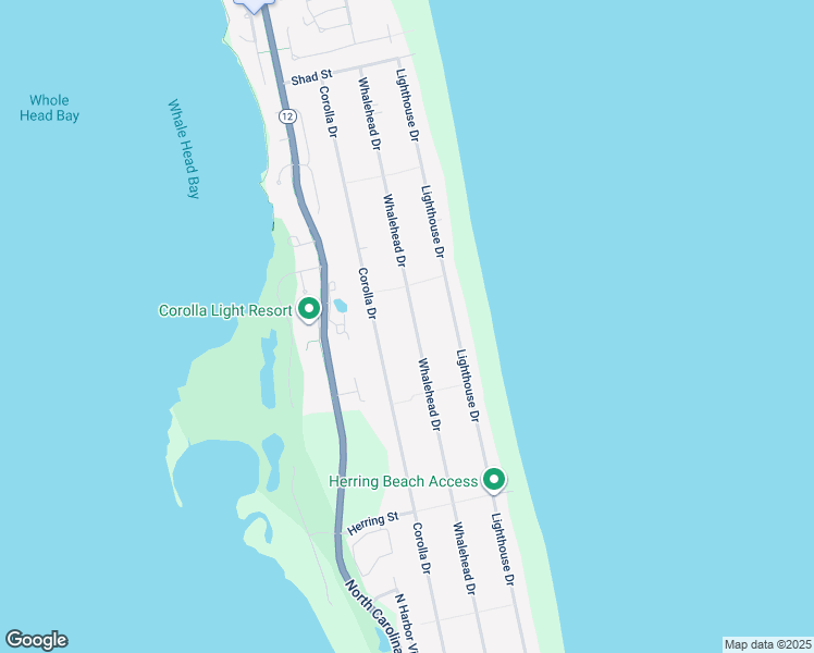 map of restaurants, bars, coffee shops, grocery stores, and more near 1038 Whalehead Drive in Corolla
