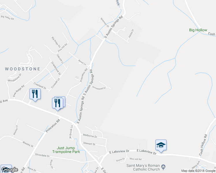 map of restaurants, bars, coffee shops, grocery stores, and more near 105 Glenstone Court in Johnson City