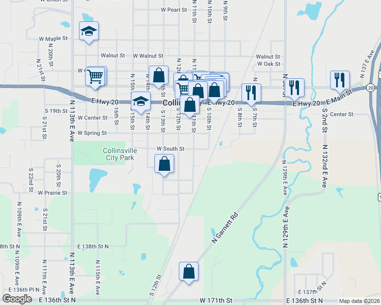 map of restaurants, bars, coffee shops, grocery stores, and more near 322 South 11th Street in Collinsville