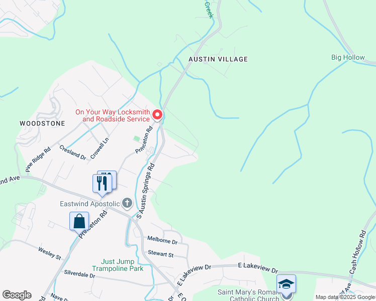 map of restaurants, bars, coffee shops, grocery stores, and more near 131 Glenstone Court in Johnson City