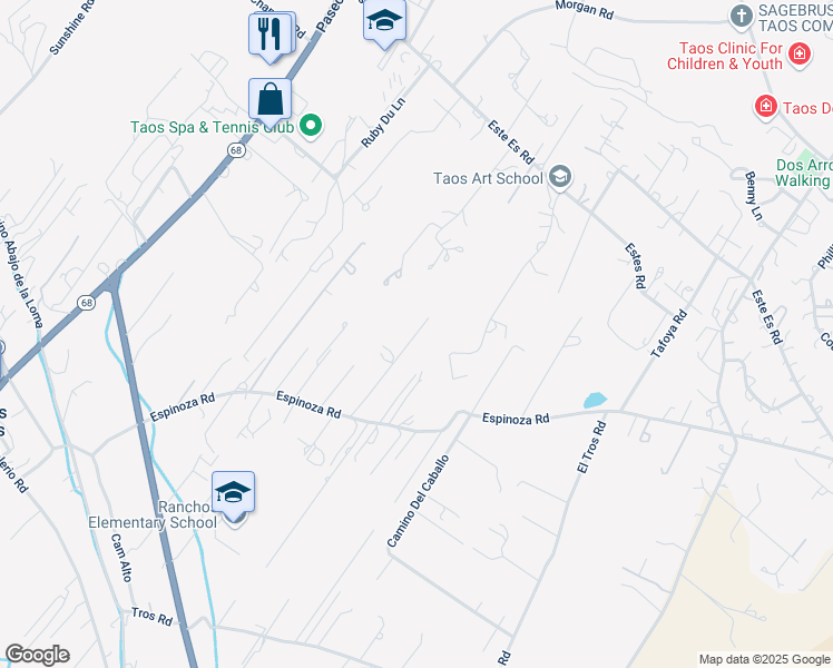 map of restaurants, bars, coffee shops, grocery stores, and more near Calle Vison in Ranchos de Taos
