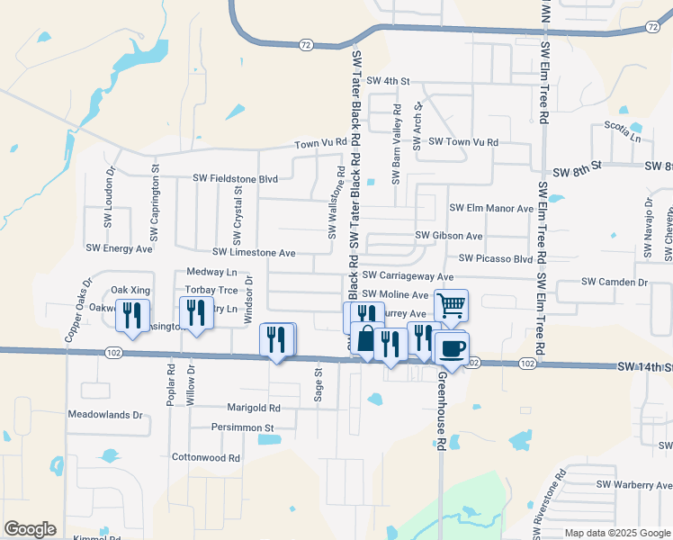 map of restaurants, bars, coffee shops, grocery stores, and more near 4104 Southwest Chapelstone Avenue in Bentonville
