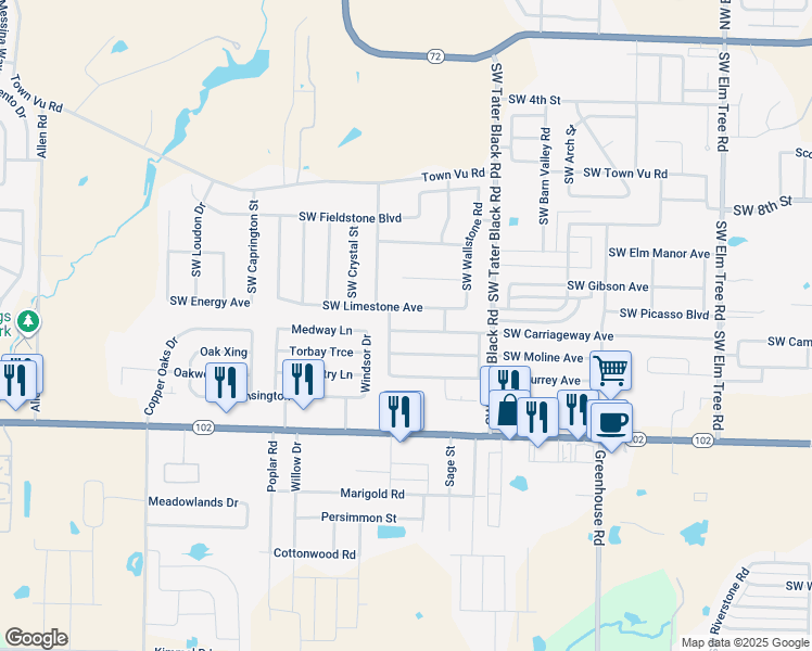 map of restaurants, bars, coffee shops, grocery stores, and more near 4302-2 Southwest Chapelstone Avenue in Bentonville