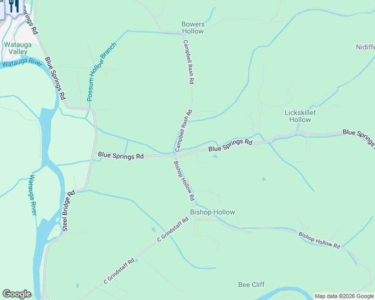 map of restaurants, bars, coffee shops, grocery stores, and more near 221 Campbell Rash Road in Elizabethton