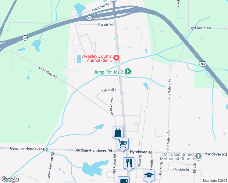 map of restaurants, bars, coffee shops, grocery stores, and more near 151 Cherokee Drive in Martin