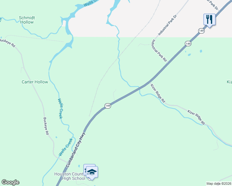 map of restaurants, bars, coffee shops, grocery stores, and more near 3169 Tennessee 149 in Erin