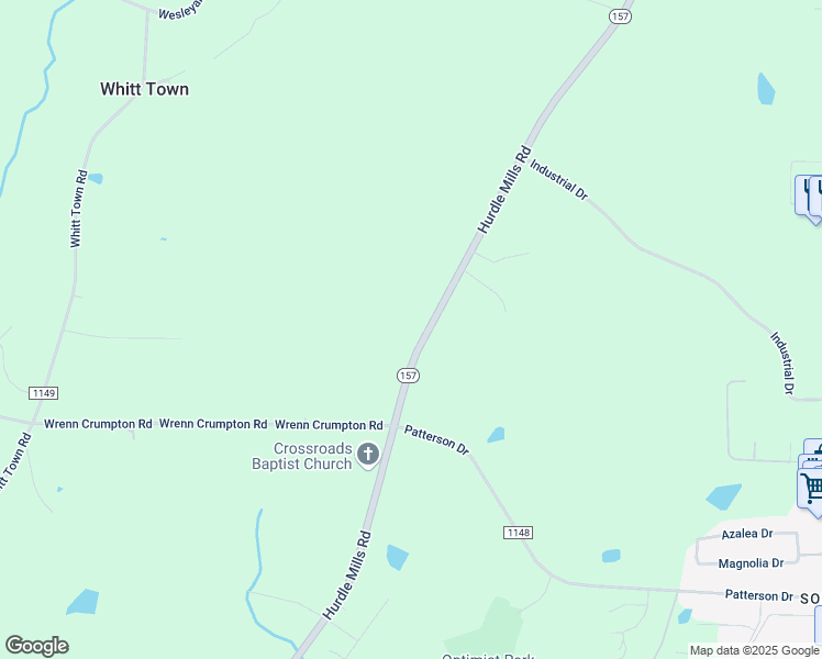 map of restaurants, bars, coffee shops, grocery stores, and more near 2420 Hurdle Mills Road in Roxboro