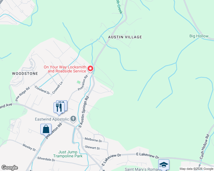 map of restaurants, bars, coffee shops, grocery stores, and more near 131 Glenstone Court in Johnson City