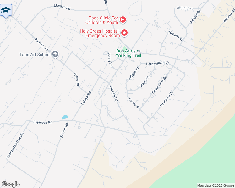 map of restaurants, bars, coffee shops, grocery stores, and more near 500-540 Este Es Road in Taos