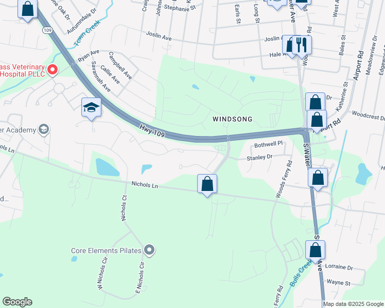 map of restaurants, bars, coffee shops, grocery stores, and more near 1055 Westgate Drive in Gallatin
