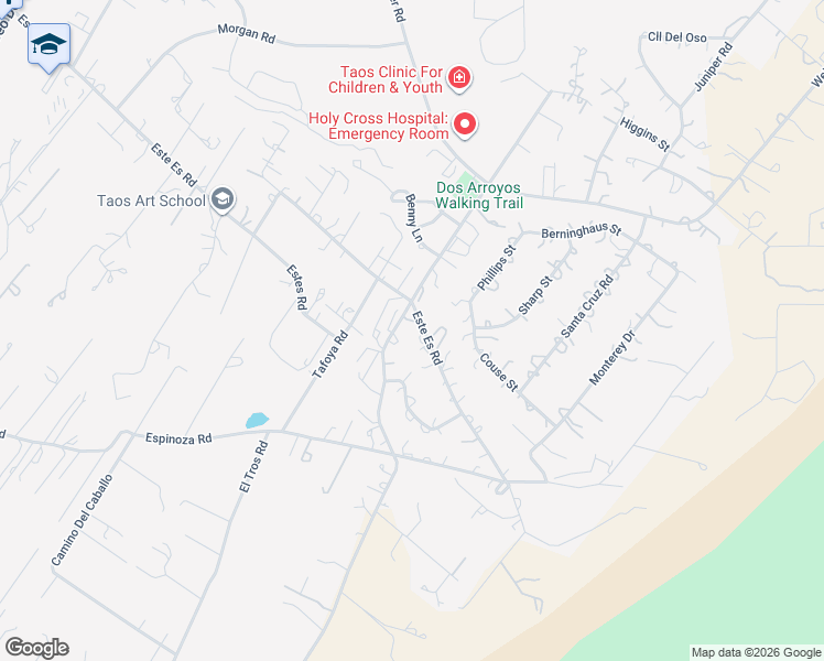map of restaurants, bars, coffee shops, grocery stores, and more near 500 Este Es Road in Taos
