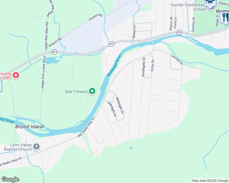 map of restaurants, bars, coffee shops, grocery stores, and more near 1532 Broad Street in Elizabethton