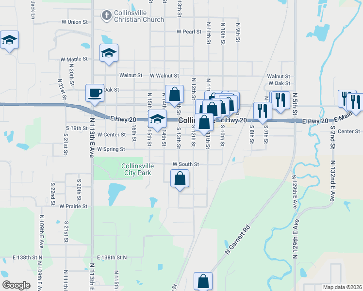 map of restaurants, bars, coffee shops, grocery stores, and more near 212 South 12th Street in Collinsville