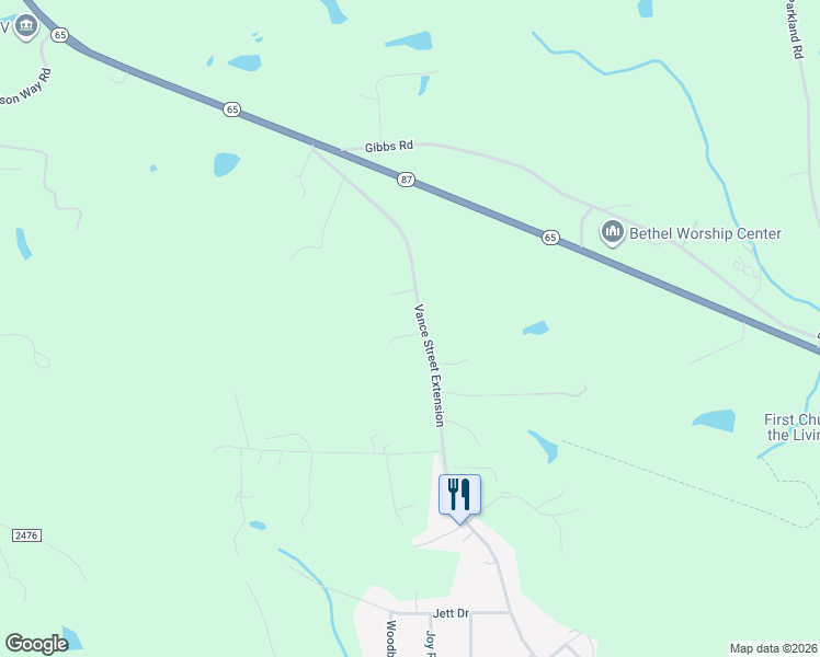 map of restaurants, bars, coffee shops, grocery stores, and more near 3839 Vance Street Extension in Reidsville