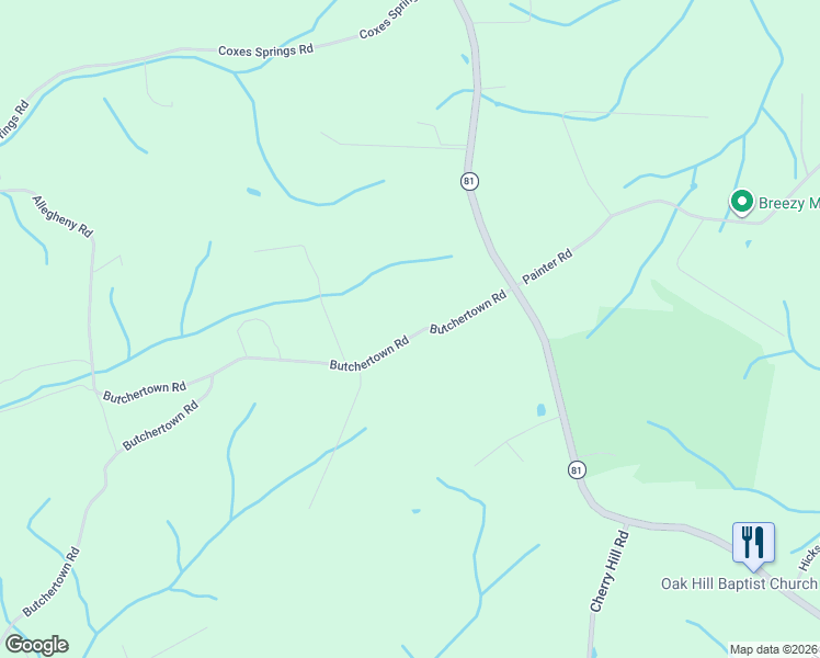 map of restaurants, bars, coffee shops, grocery stores, and more near 153 Butchertown Road in Fall Branch