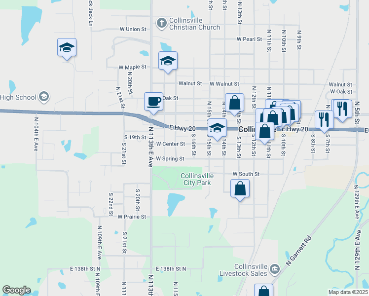 map of restaurants, bars, coffee shops, grocery stores, and more near 1617 West Center Street in Collinsville