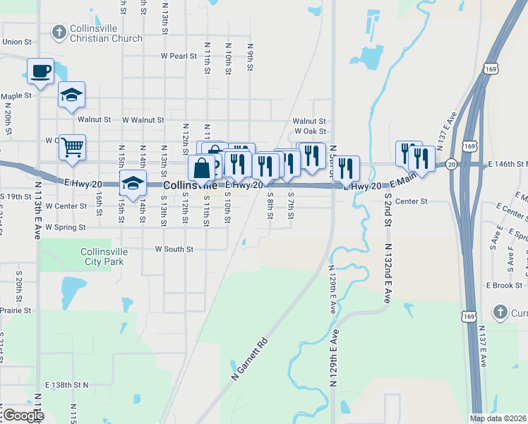 map of restaurants, bars, coffee shops, grocery stores, and more near 814 West Spring Street in Collinsville