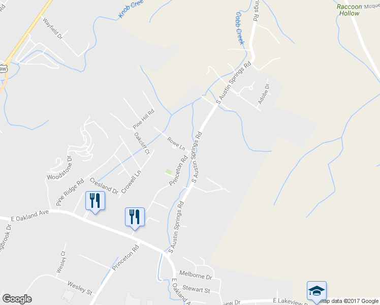 map of restaurants, bars, coffee shops, grocery stores, and more near Princeton Rd & Rowe Ln in Johnson City