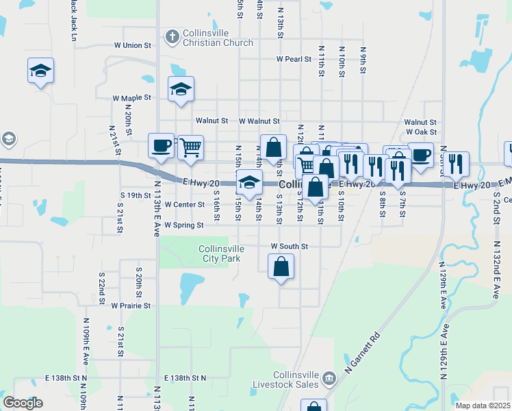 map of restaurants, bars, coffee shops, grocery stores, and more near 1415 West Center Street in Collinsville