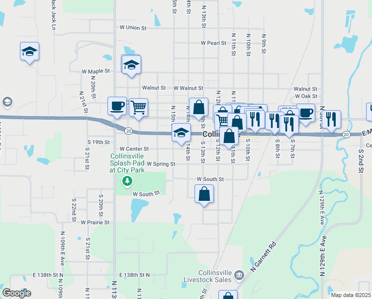 map of restaurants, bars, coffee shops, grocery stores, and more near 1415 West Center Street in Collinsville