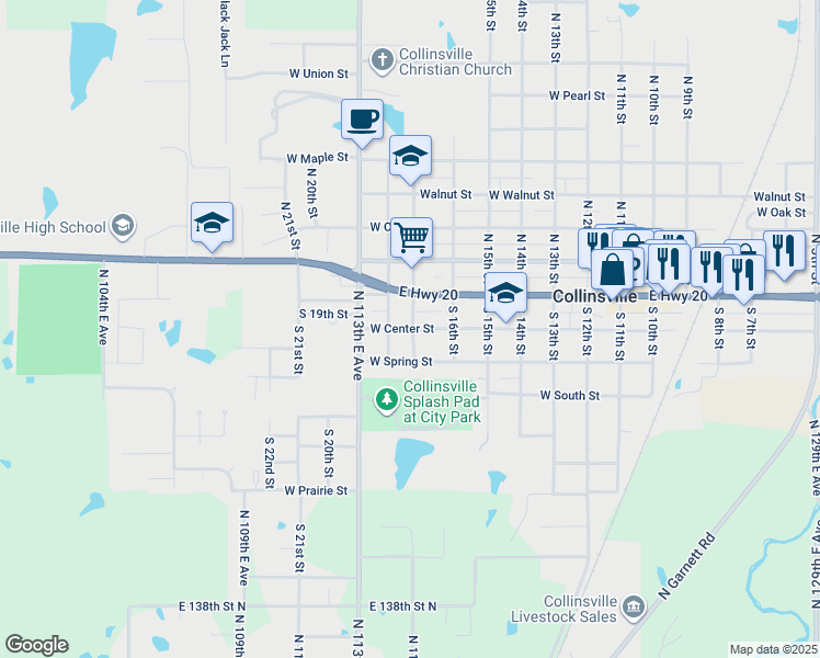 map of restaurants, bars, coffee shops, grocery stores, and more near 1617 West Center Street in Collinsville