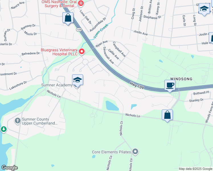 map of restaurants, bars, coffee shops, grocery stores, and more near 418 Quarry Road in Gallatin