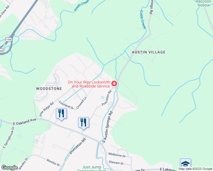 map of restaurants, bars, coffee shops, grocery stores, and more near 717 Princeton Road in Johnson City