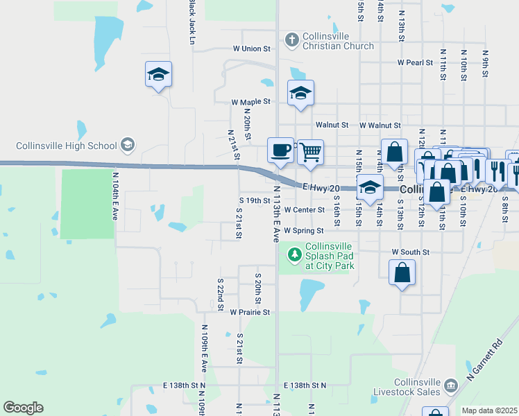 map of restaurants, bars, coffee shops, grocery stores, and more near 220 South 19th Street in Collinsville