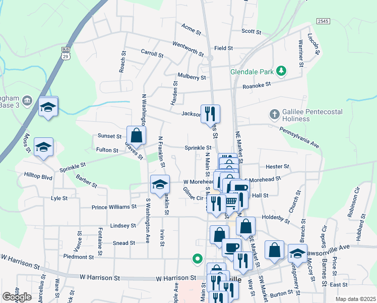 map of restaurants, bars, coffee shops, grocery stores, and more near 426 West Morehead Street in Reidsville