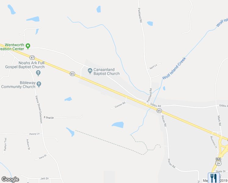 map of restaurants, bars, coffee shops, grocery stores, and more near 2955 North Carolina 65 in Reidsville