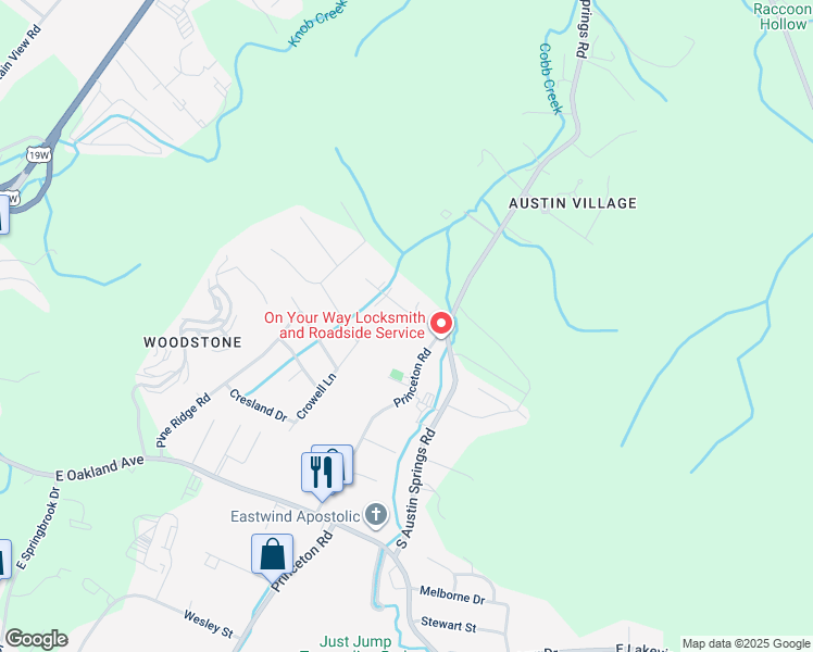 map of restaurants, bars, coffee shops, grocery stores, and more near 715 Princeton Road in Johnson City
