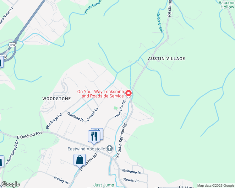 map of restaurants, bars, coffee shops, grocery stores, and more near 715 Princeton Road in Johnson City