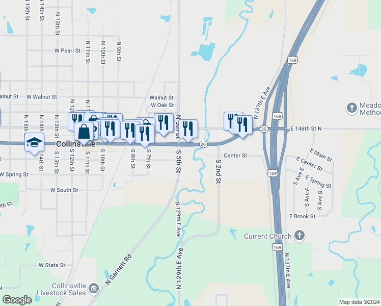 map of restaurants, bars, coffee shops, grocery stores, and more near 418-422 W Main St in Collinsville