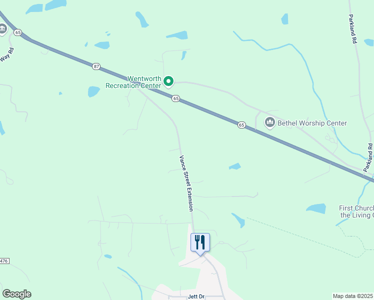 map of restaurants, bars, coffee shops, grocery stores, and more near 3870 Vance Saint Exd in Reidsville