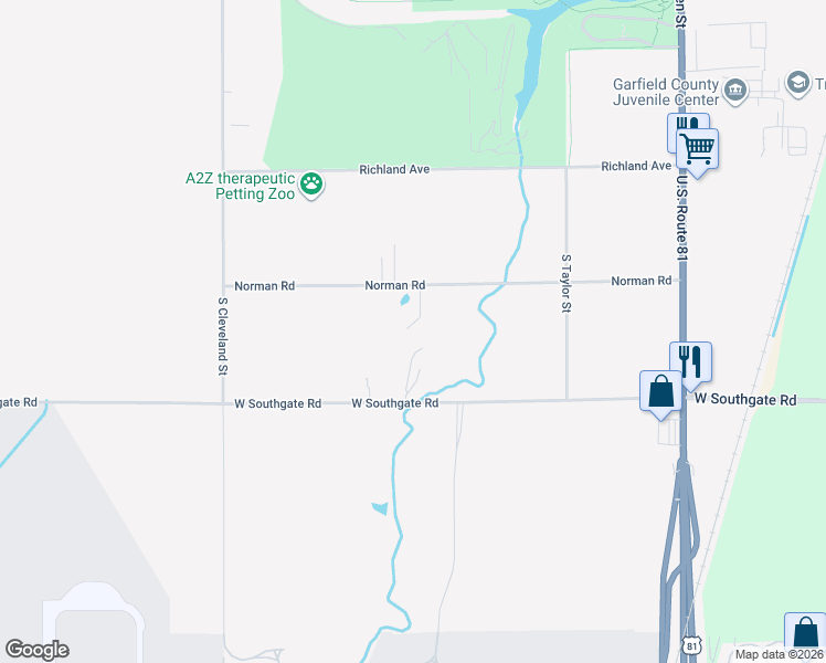 map of restaurants, bars, coffee shops, grocery stores, and more near 1801 Norman Road in Enid