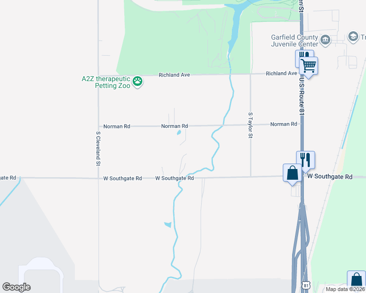 map of restaurants, bars, coffee shops, grocery stores, and more near 1801 Norman Road in Enid