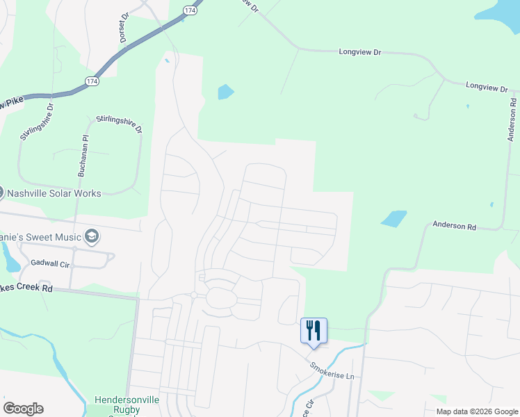 map of restaurants, bars, coffee shops, grocery stores, and more near 596 Nottingham Avenue in Hendersonville