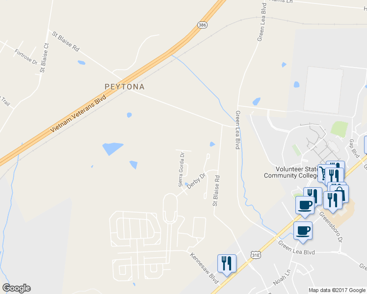 map of restaurants, bars, coffee shops, grocery stores, and more near 1130 Payton Lane in Gallatin