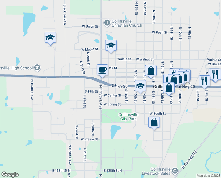 map of restaurants, bars, coffee shops, grocery stores, and more near 1717 West Main Street in Collinsville