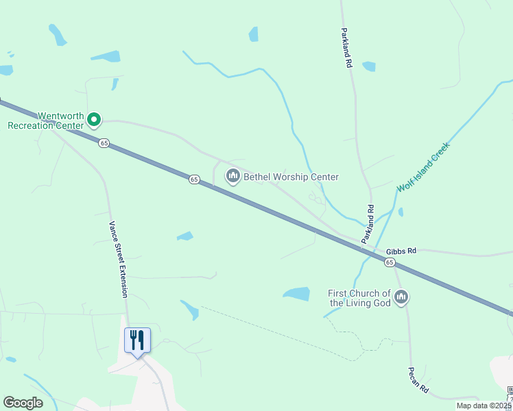 map of restaurants, bars, coffee shops, grocery stores, and more near 6082 Highway 65 in Reidsville