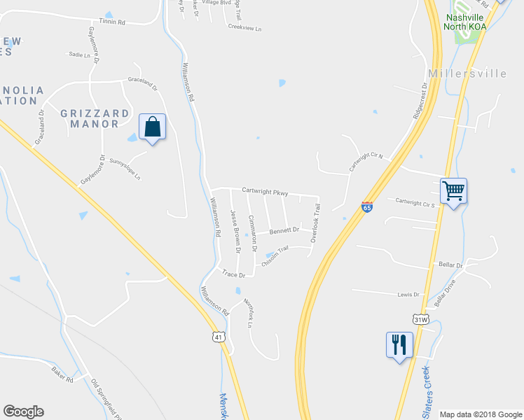 map of restaurants, bars, coffee shops, grocery stores, and more near 231 High Chaperal Drive in Goodlettsville