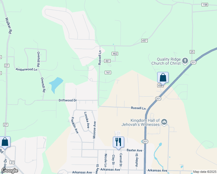 map of restaurants, bars, coffee shops, grocery stores, and more near 603 Timberlane Circle in Mountain Home